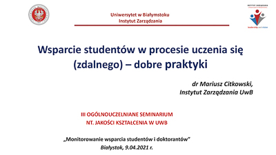 Wsparcie studentów w procesie uczenia się zdalnego - grafika