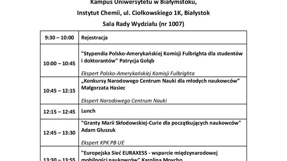 Info Day: "Początkujący naukowiec - możliwości rozwoju kariery naukowej"