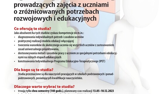 Bezpłatne studia podyplomowe dla nauczycieli pracujących z uczniami o zróżnicowanych potrzebach