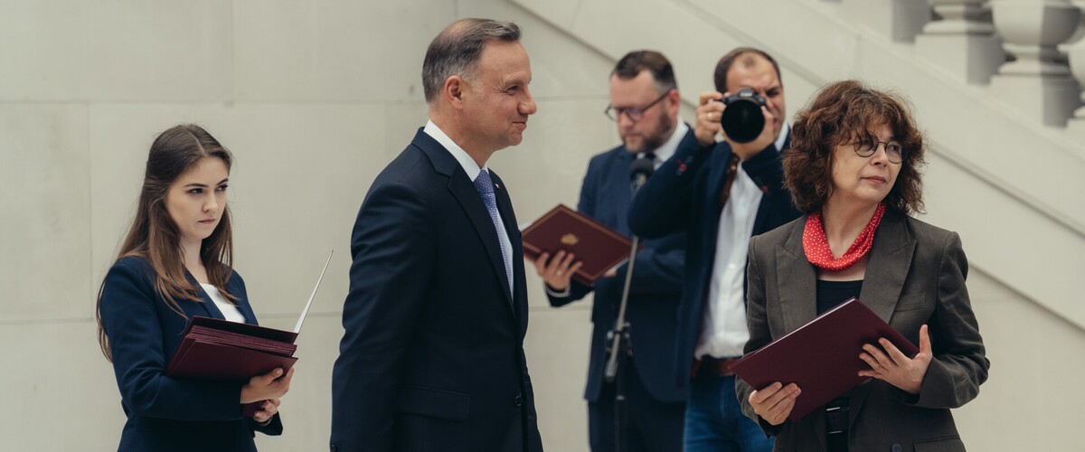 prof. Elżbieta Dąbrowicz i prezydent Andrzej Duda